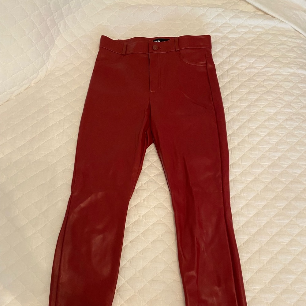 Zara Red Leather Pants